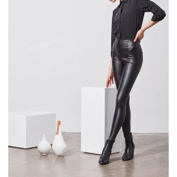Lysse Faux Leather Leggings Pants Womens sz S Small Black Minimalist Night Out - Picture 1 of 3